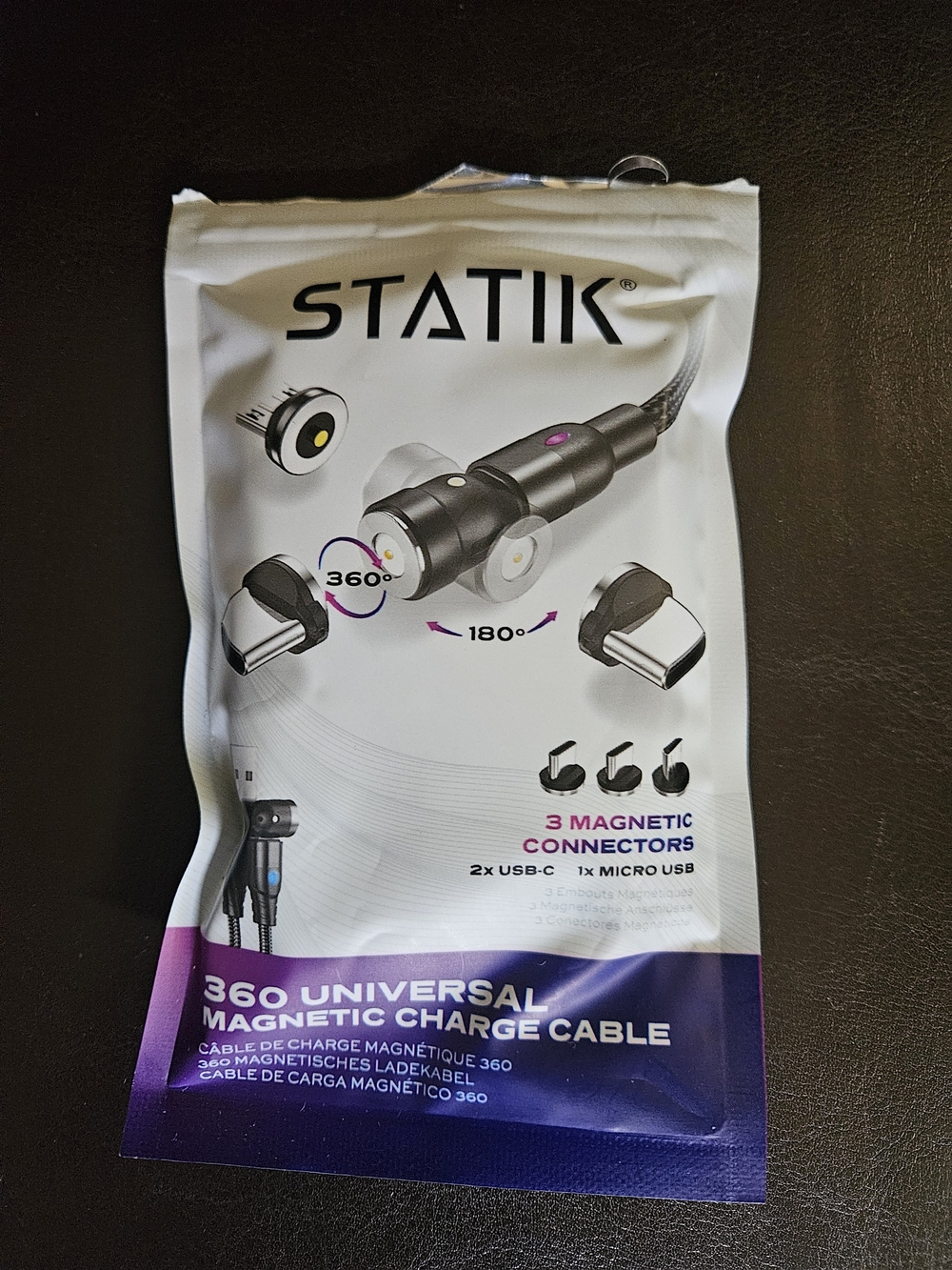 360 Universal Magnetic Charge Cable - Black (Brand New - Never Used)